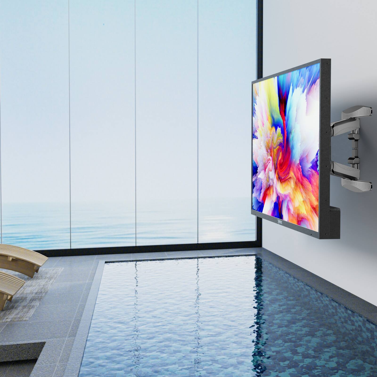 Alt View 3. Sylvox - Sylvox Outdoor TV Wall Mount for 40-75 inches, Full Motion TV Mount with Flexible 6 Articulating Dual Arms - Black.