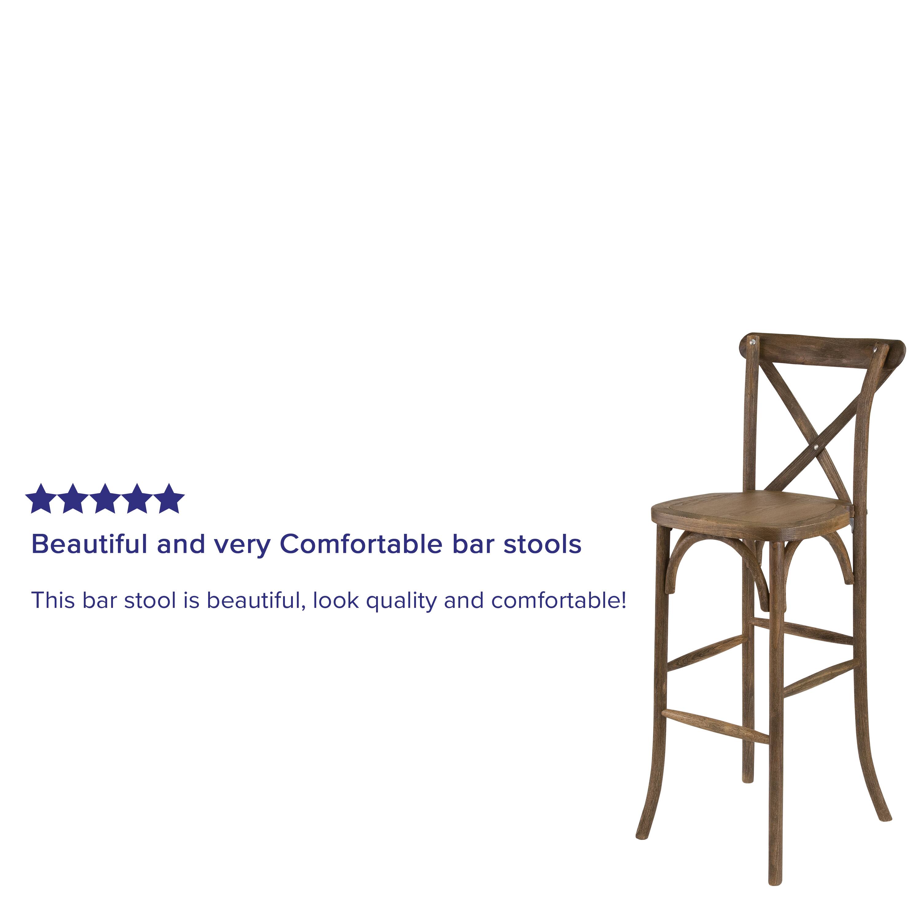 Alt View 14. Alamont Home - HERCULES Series Wood Cross Back Barstool - Dark Antique.