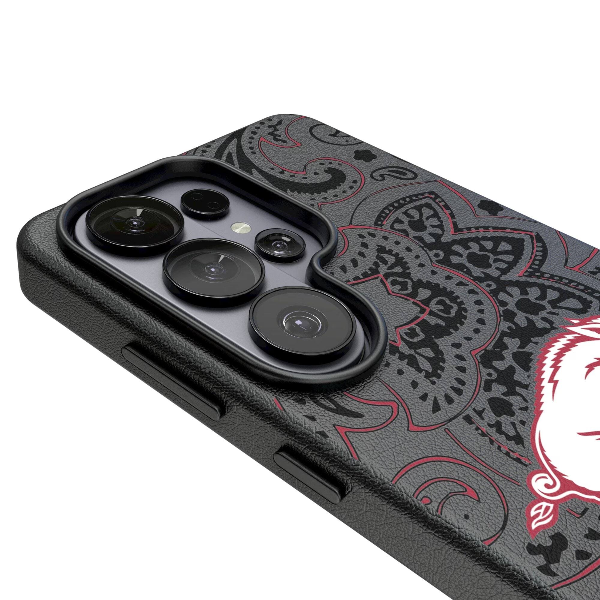 Alt View 2. Keyscaper - Arkansas Razorbacks Paisley Galaxy Magnetic Bump Case - S25 Ultra - Black.