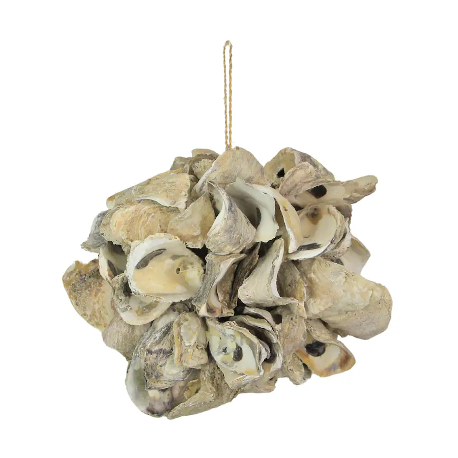 Sphical Shell Things2Die4 Handcrafted Hanging Coastal 9 Inch Oyster Shell Sphere Home ...