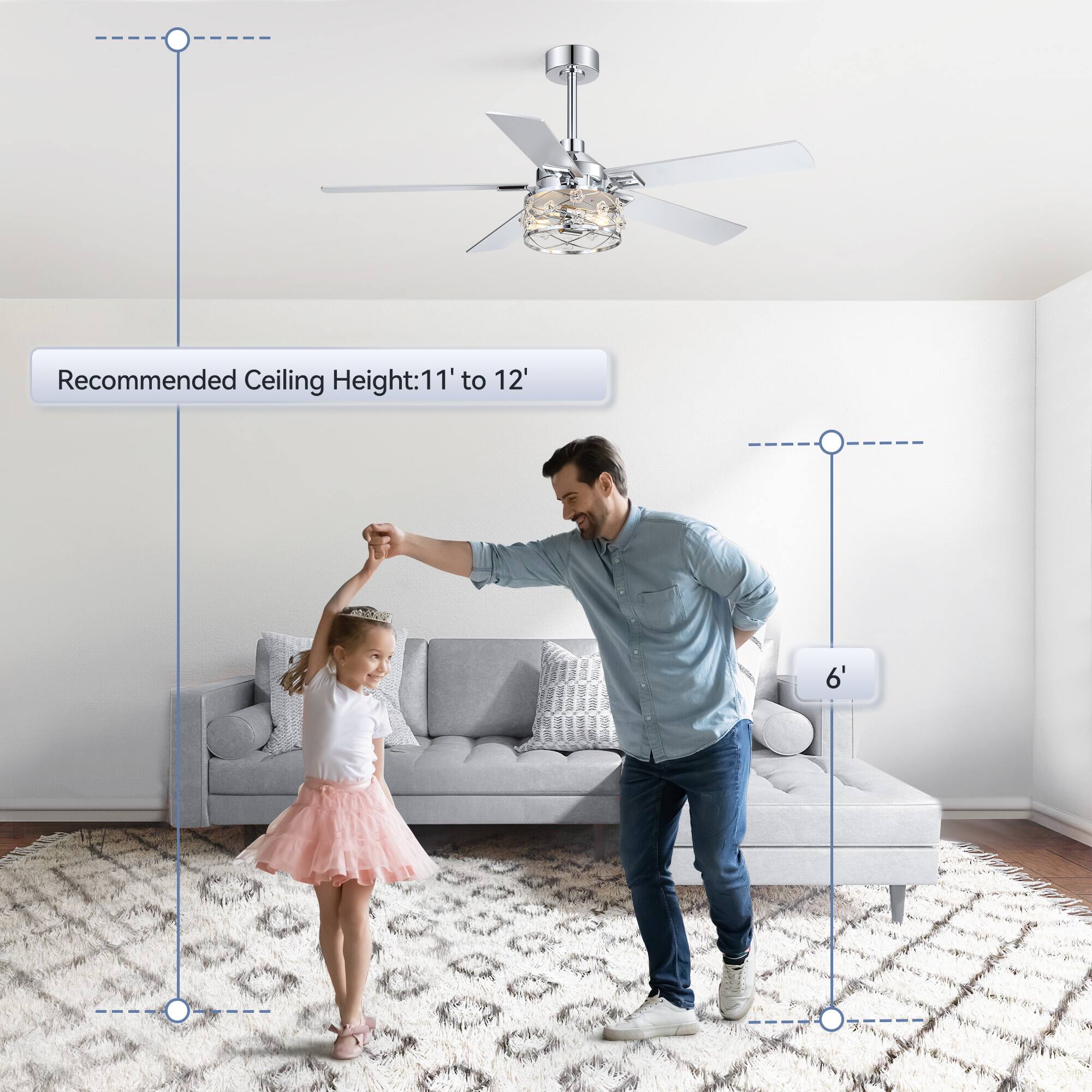 Recommended Ceiling Height: 11' to 12'

6'