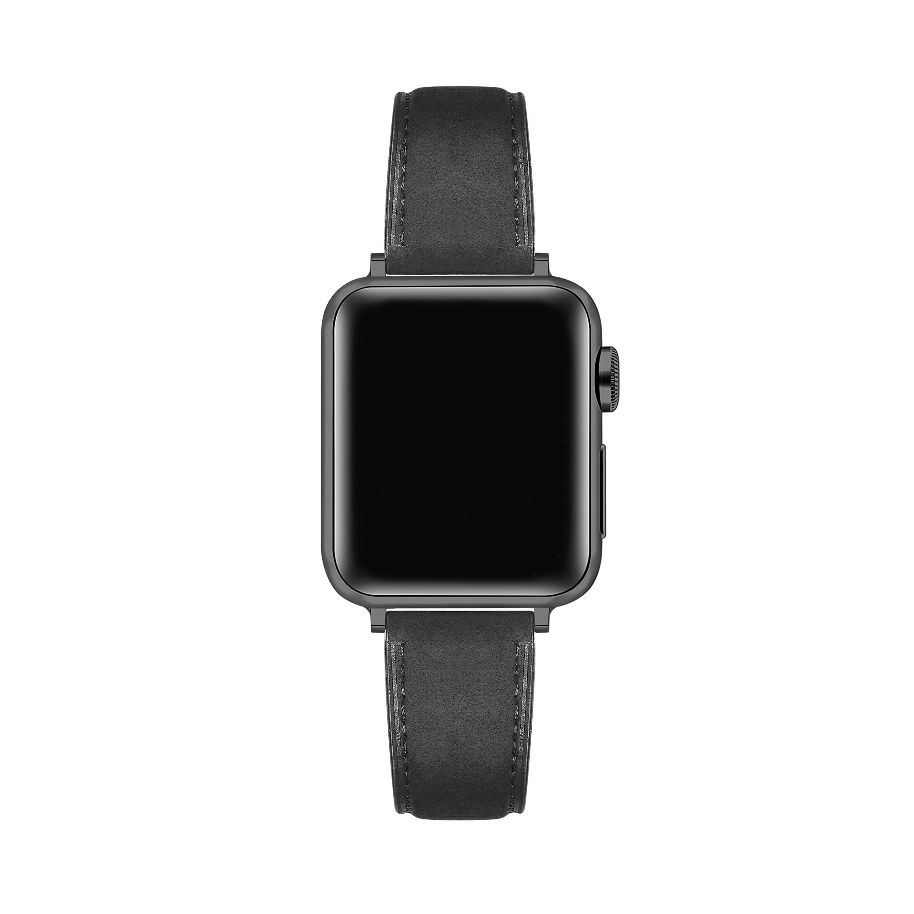 Back. Posh Tech - Hunt Distressed Leather Band for Apple Watch - Black.