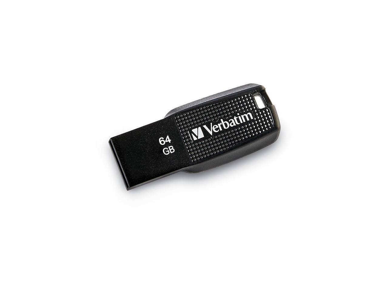 Alt View 2. Verbatim - Verbatim 64GB Ergo USB 2.0 Flash Drive - Black  70877 - Black.