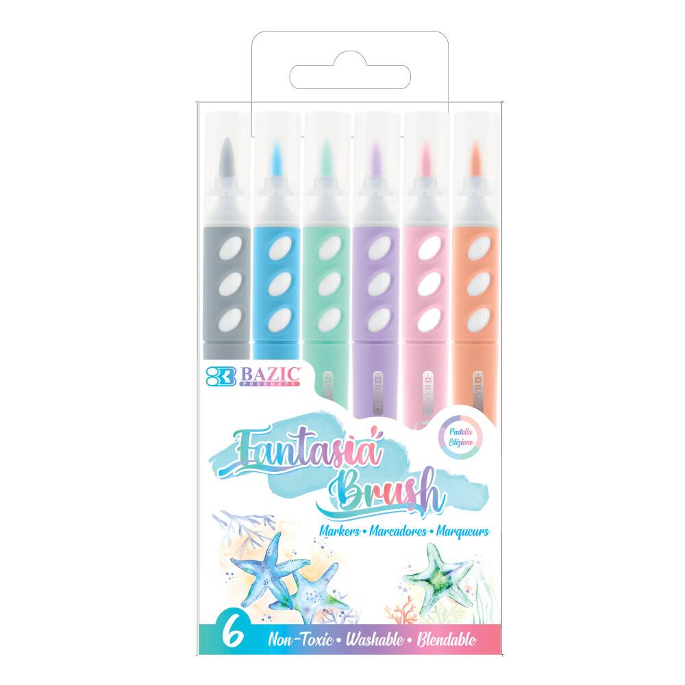 83 BAZIC  
Fantasía Brush  
Pastello Eligione Fantasia Brush Markers  
Marcadores Marqueurs  
6  
Non-Toxic • Washable • Blendable