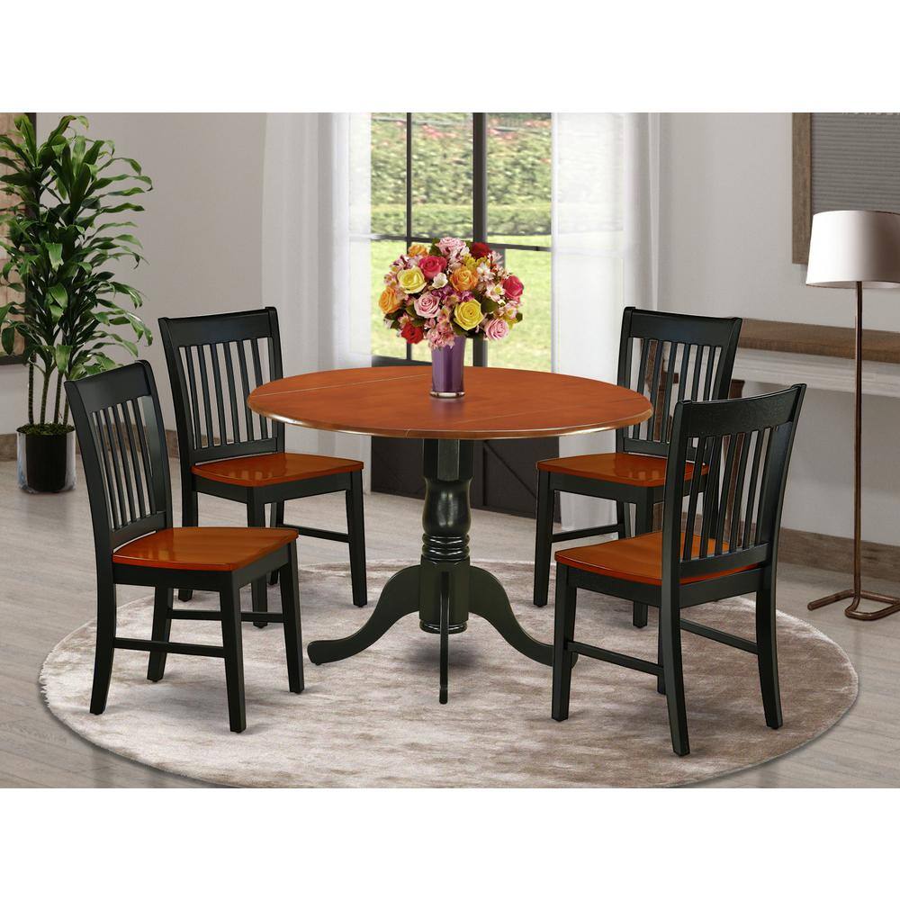 Left. East West Furniture - Dining Room Set Black & Cherry - Brown.
