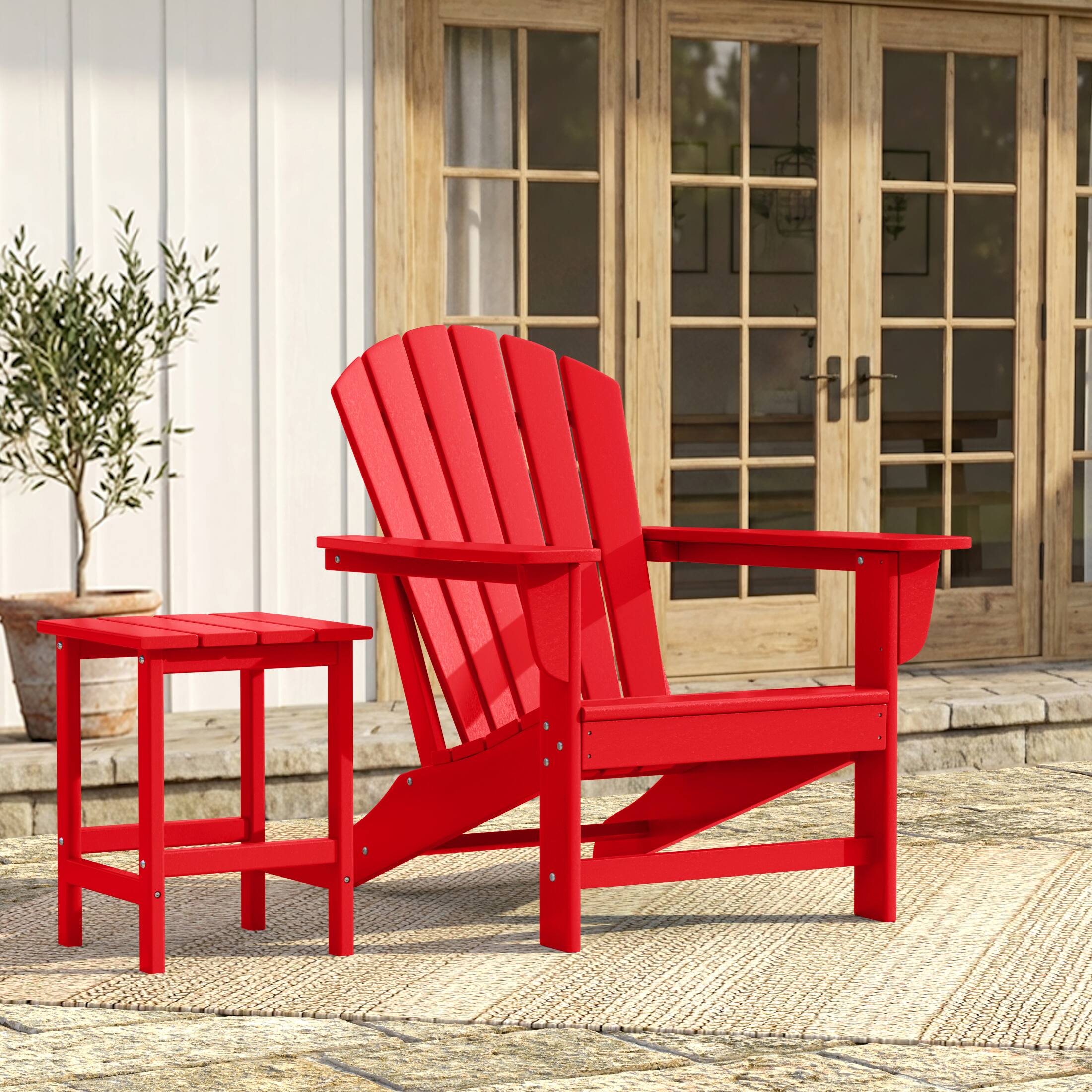 Angle. WestinTrends - WestinTrends Dylan Outdoor Adirondack Chair - Red.