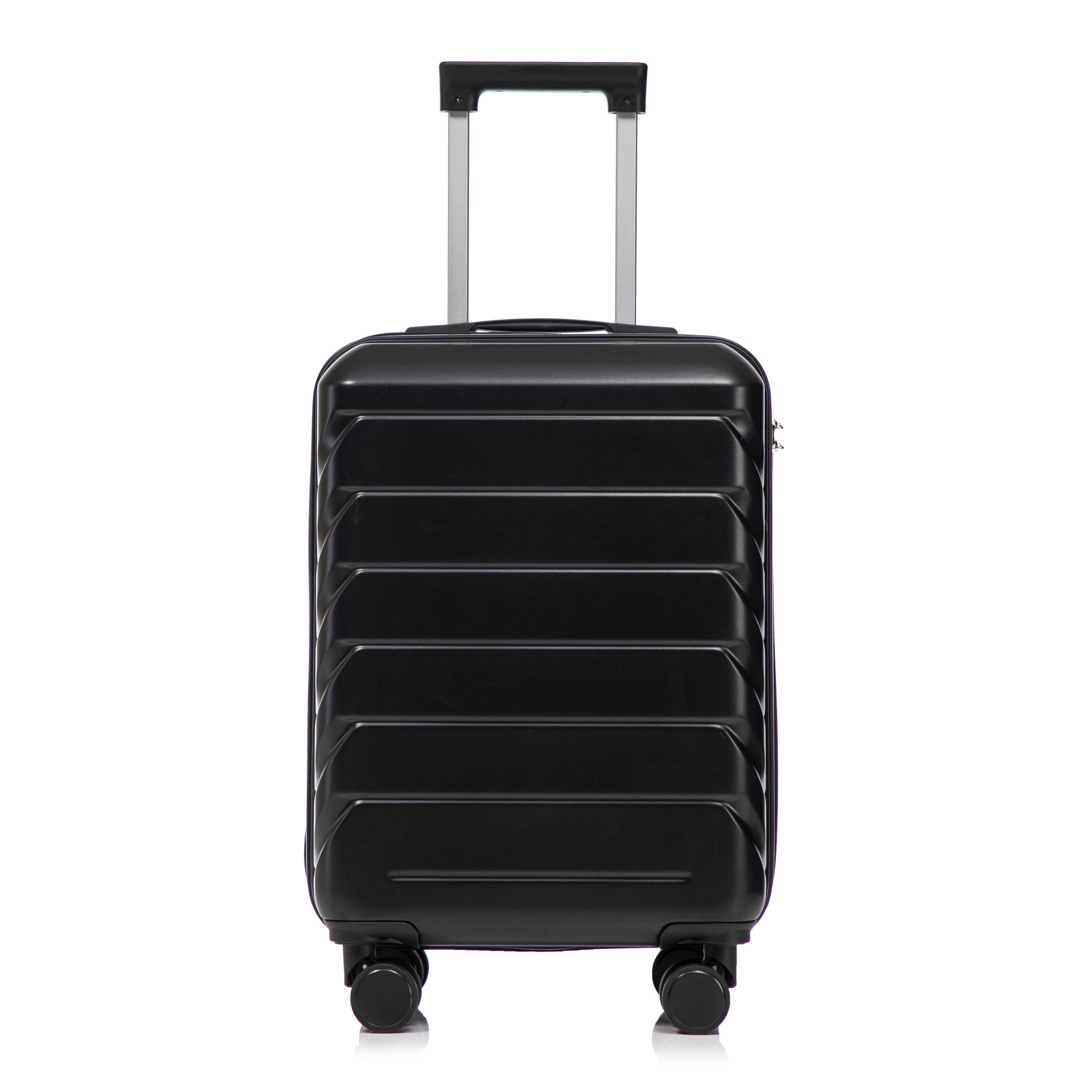 Angle. Z-Edge - 20" Hardside Checked Luggage, Suitcase with Spinner Wheels, Scratch-Resistant Hardshell Suitcase with Combination Lock - Black.