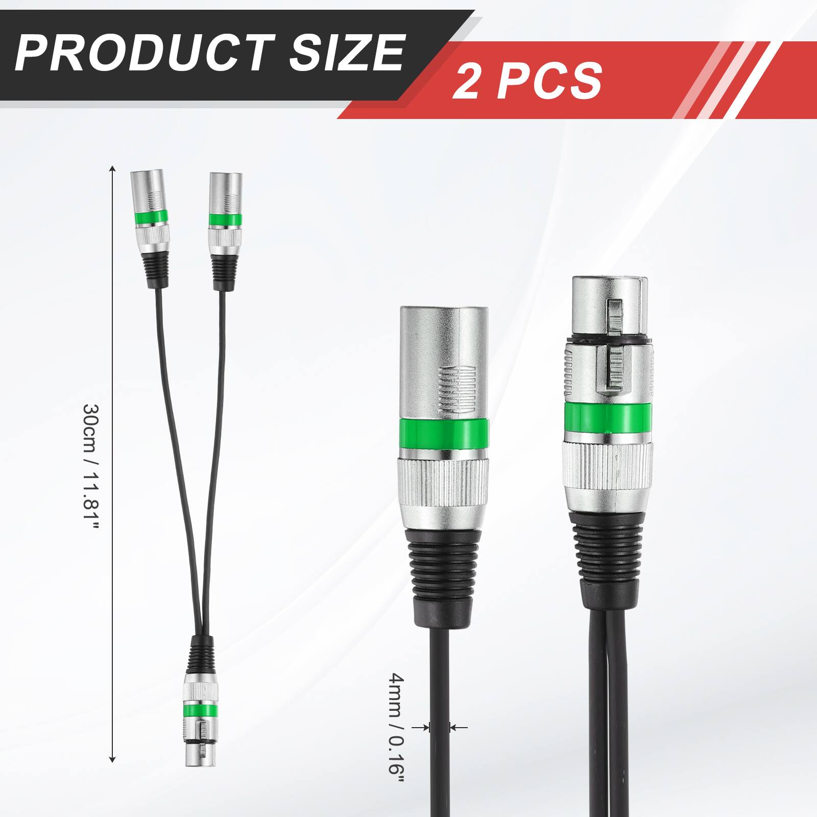PRODUCT SIZE  
2 PCS  
30cm / 11.81"  
4mm / 0.16"