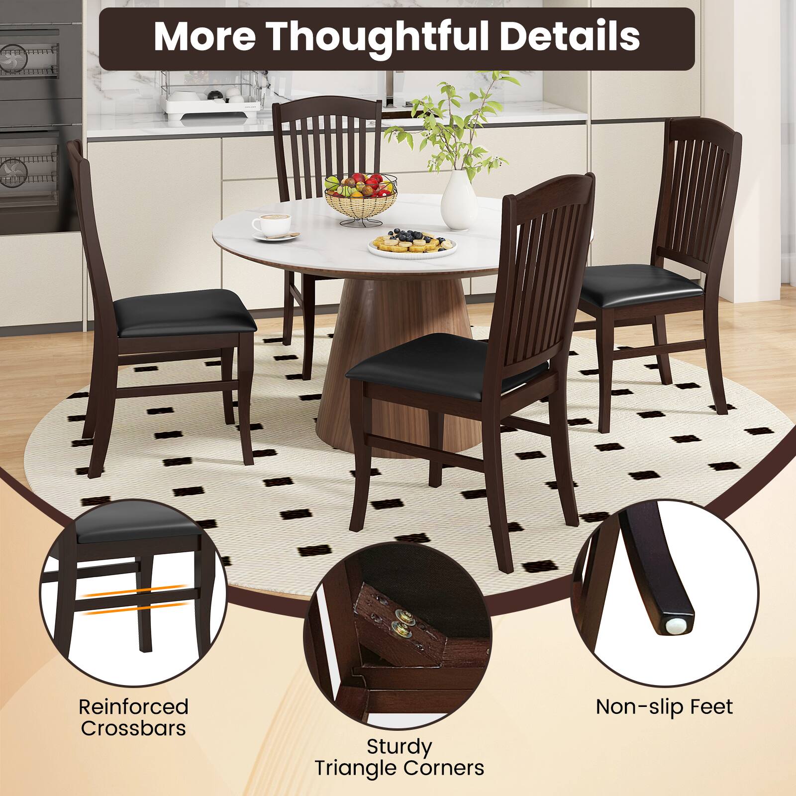 More Thoughtful Details

- Reinforced Crossbars
- Sturdy Triangle Corners
- Non-slip Feet