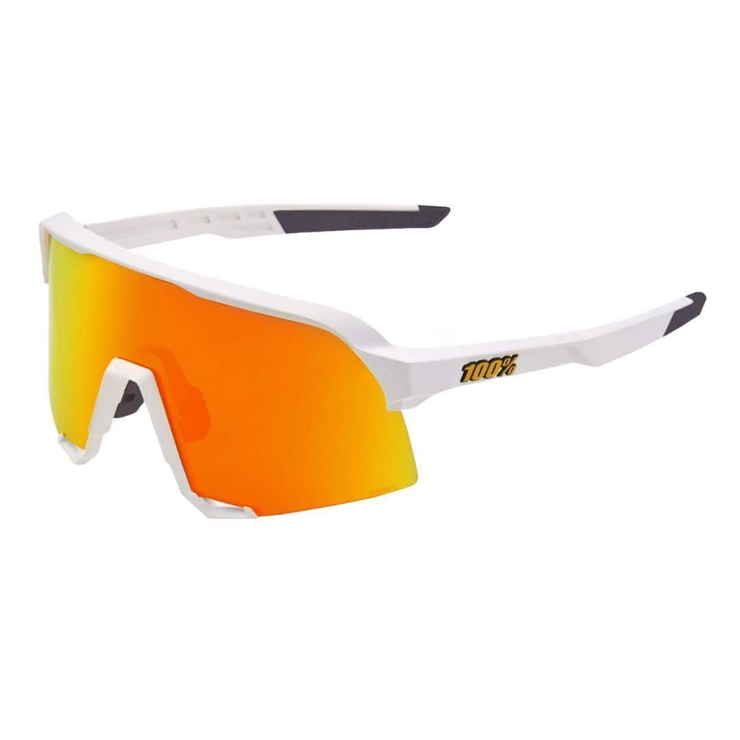 100% - S3 Sunglasses Soft Tact White HiPER Red Lens