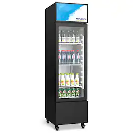 Winado - 6 Cu.Ft Commercial Beverage Refrigerator ETL NSF, Slim Merchandiser Display Refrigerator Beverage Cooler Glass Door - Black
