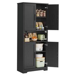 Babevy - 70" Tall Freestanding Kitchen Pantry Cabinet with 4 Doors & Adjustable Shelves, Modern Storage Hutch - Black