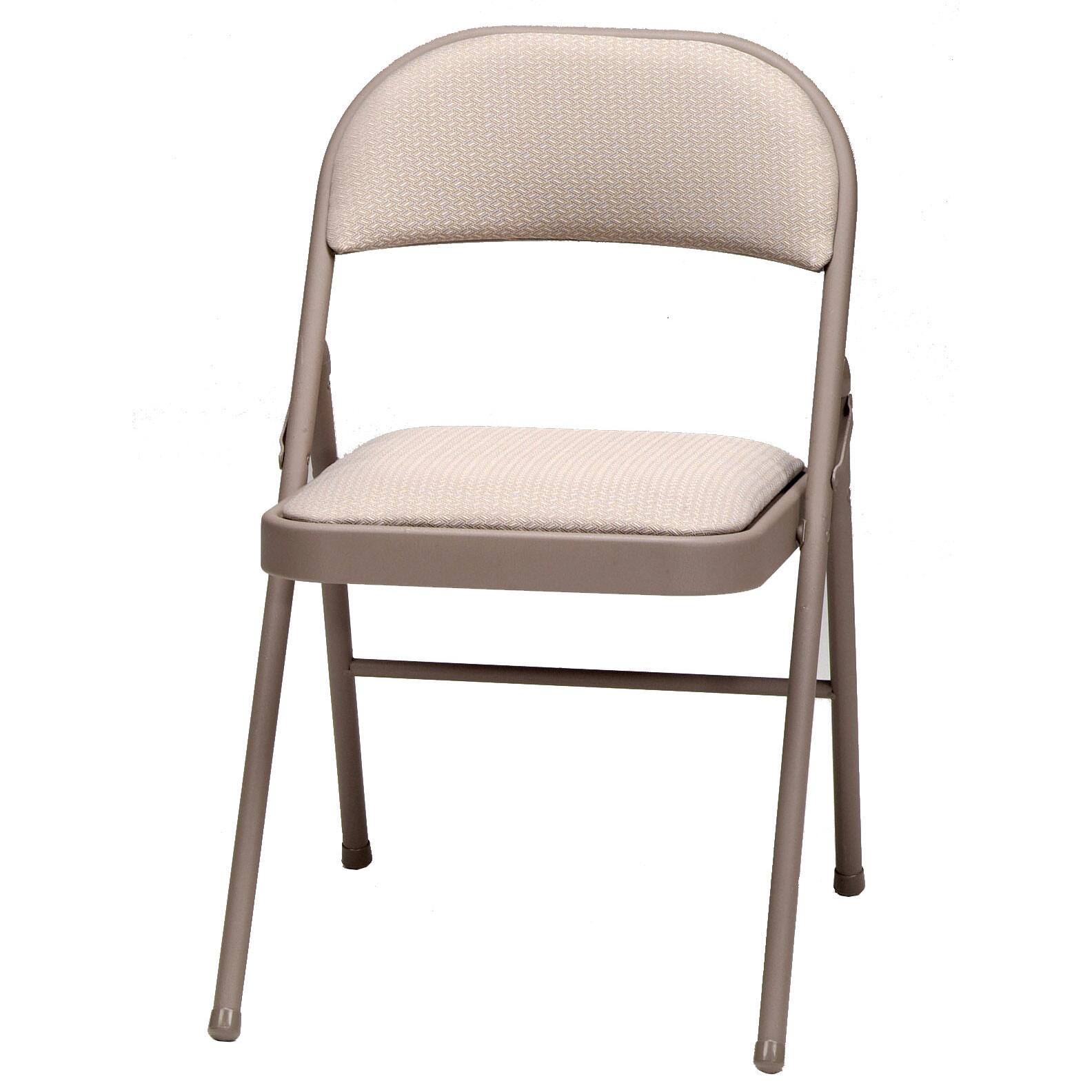 MECO Sudden Comfort Deluxe Metal Fabric Padded Folding Chair, Sand