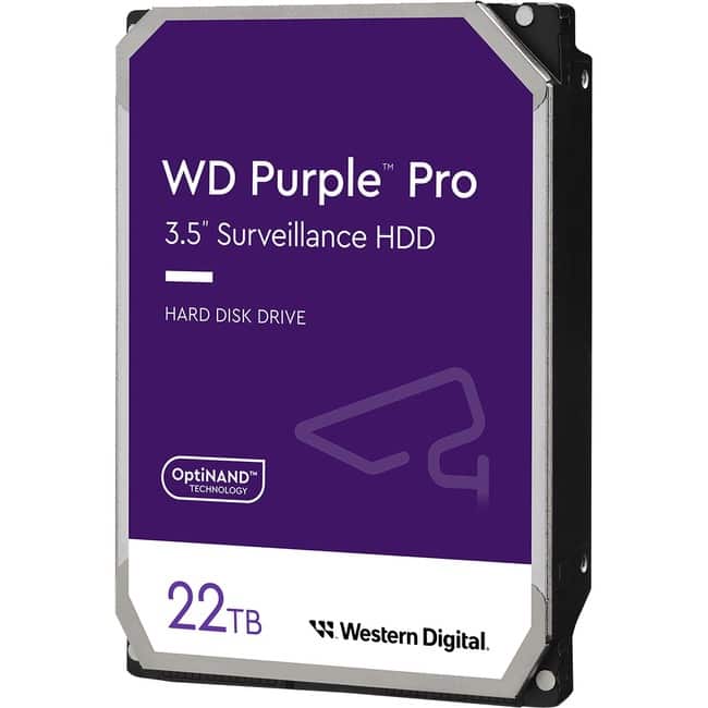 Western Digital - WD Purple Pro WD221PURP 22 TB Hard Drive - 3.5" Internal - SATA (SATA/600) - Conventional Magnetic Recording (CMR)