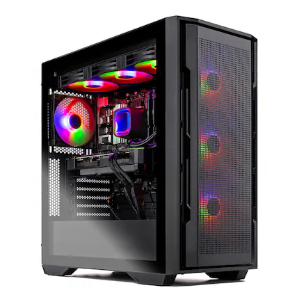 Front. Skytech Gaming - Skytech RAMPAGE2 - AMD Ryzen 7 7800X3D, 5070, 32GB 6000 MHz DDR5 RAM, 850W GOLD A3 PSU - Black.
