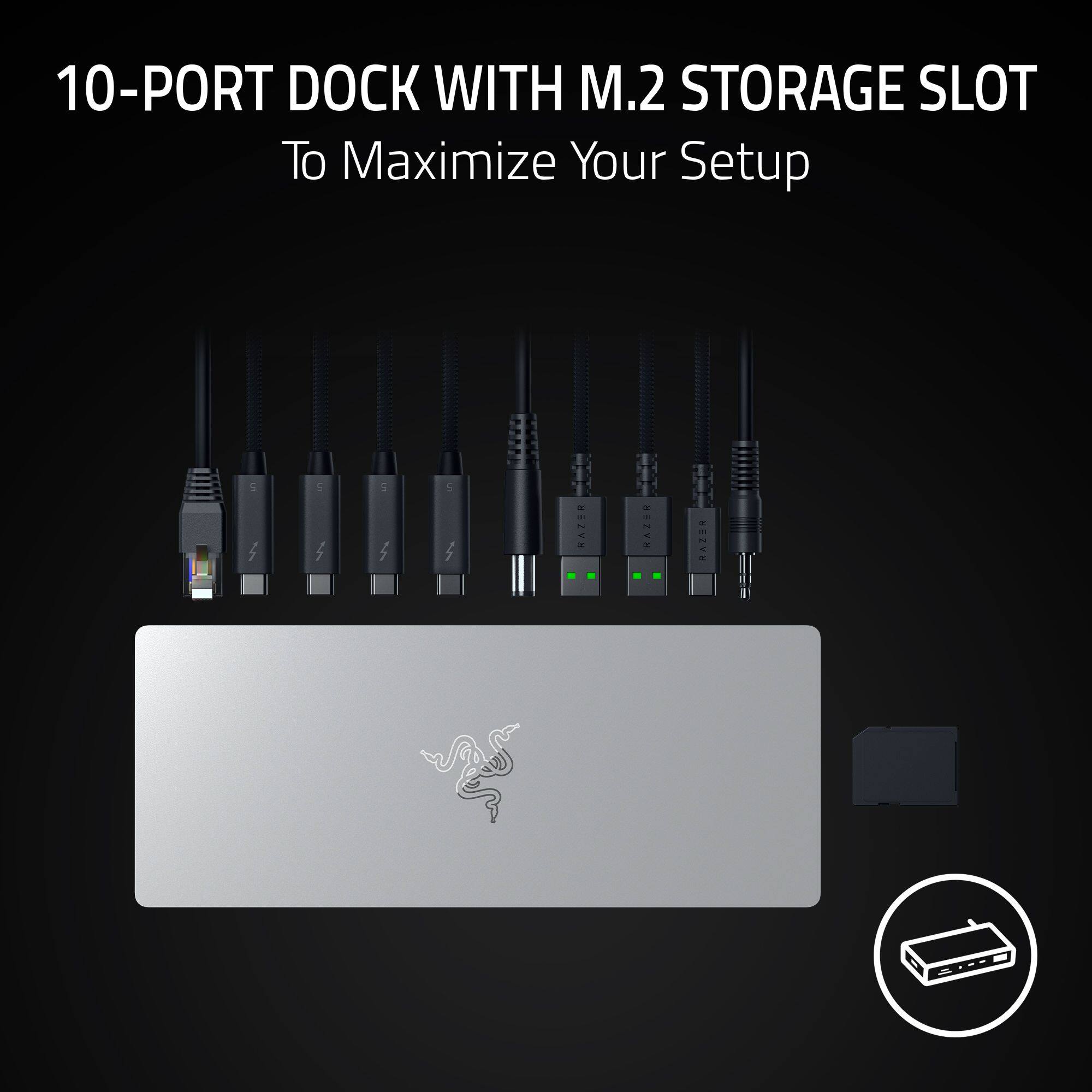 10-PORT DOCK WITH M.2 STORAGE SLOT To Maximize Your Setup, RAZER, RAZER, RAZER