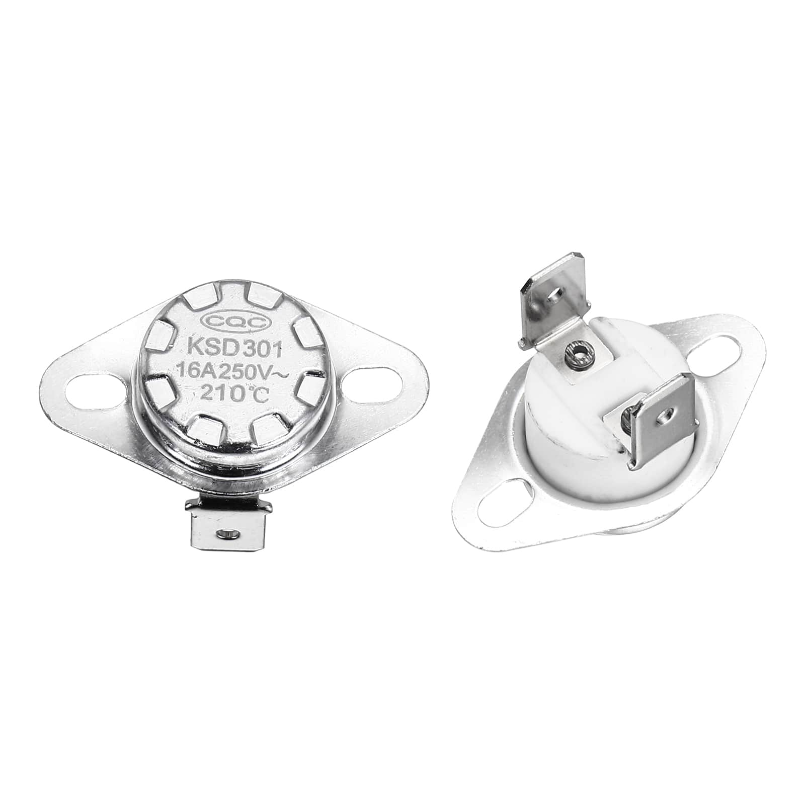 Unique Bargains - KSD301 Thermostat 210℃/410°F 16A Normally Closed N.C Temperature Switch for Microwaves/Oven 4pcs Ceramic - Silver