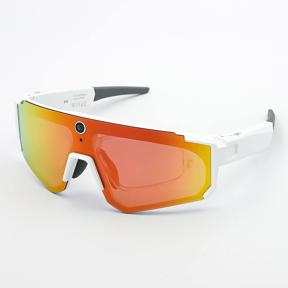 Alt View 10. Loheer - Loheer Smart Glasses with Camera, AI Image Stabilization, Real-Time Translation, Cycling Wear - White/Orange - White.