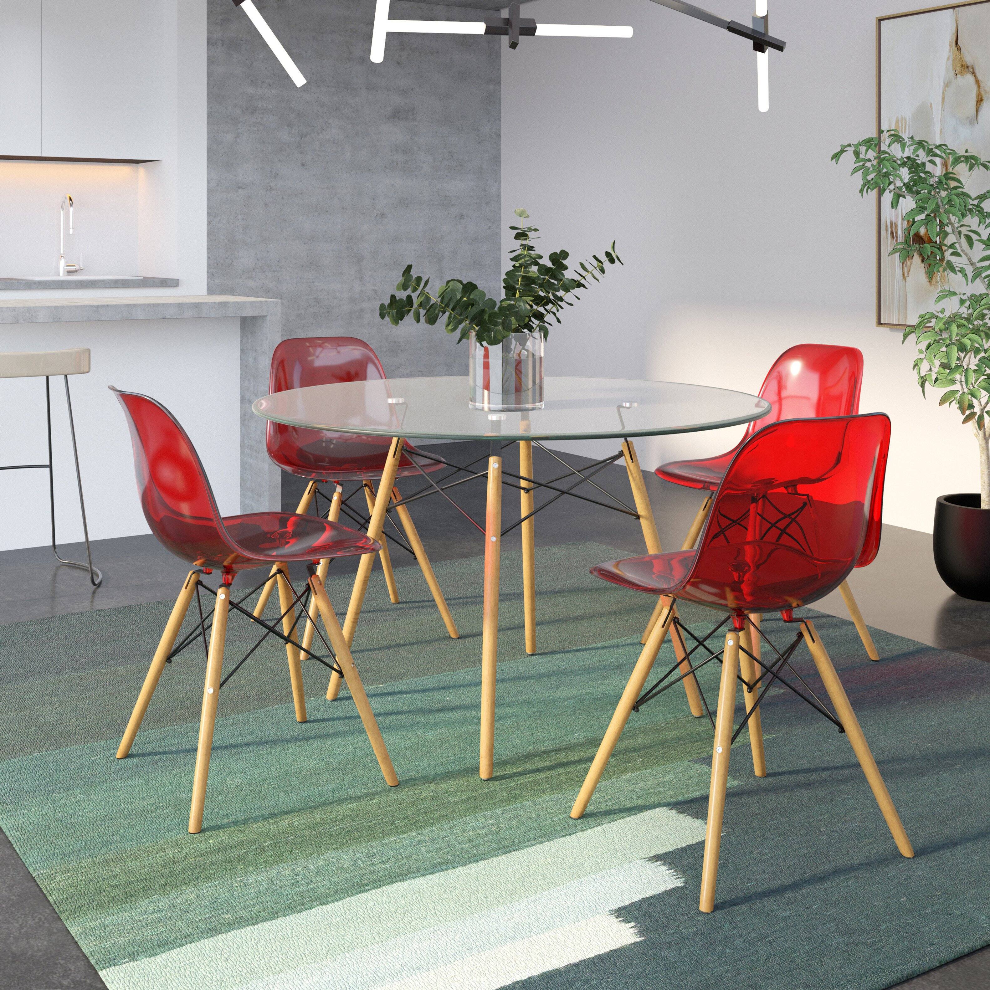 LeisureMod Dover 4 Piece Mid Century Modern ABS Plastic Dining Chair ...