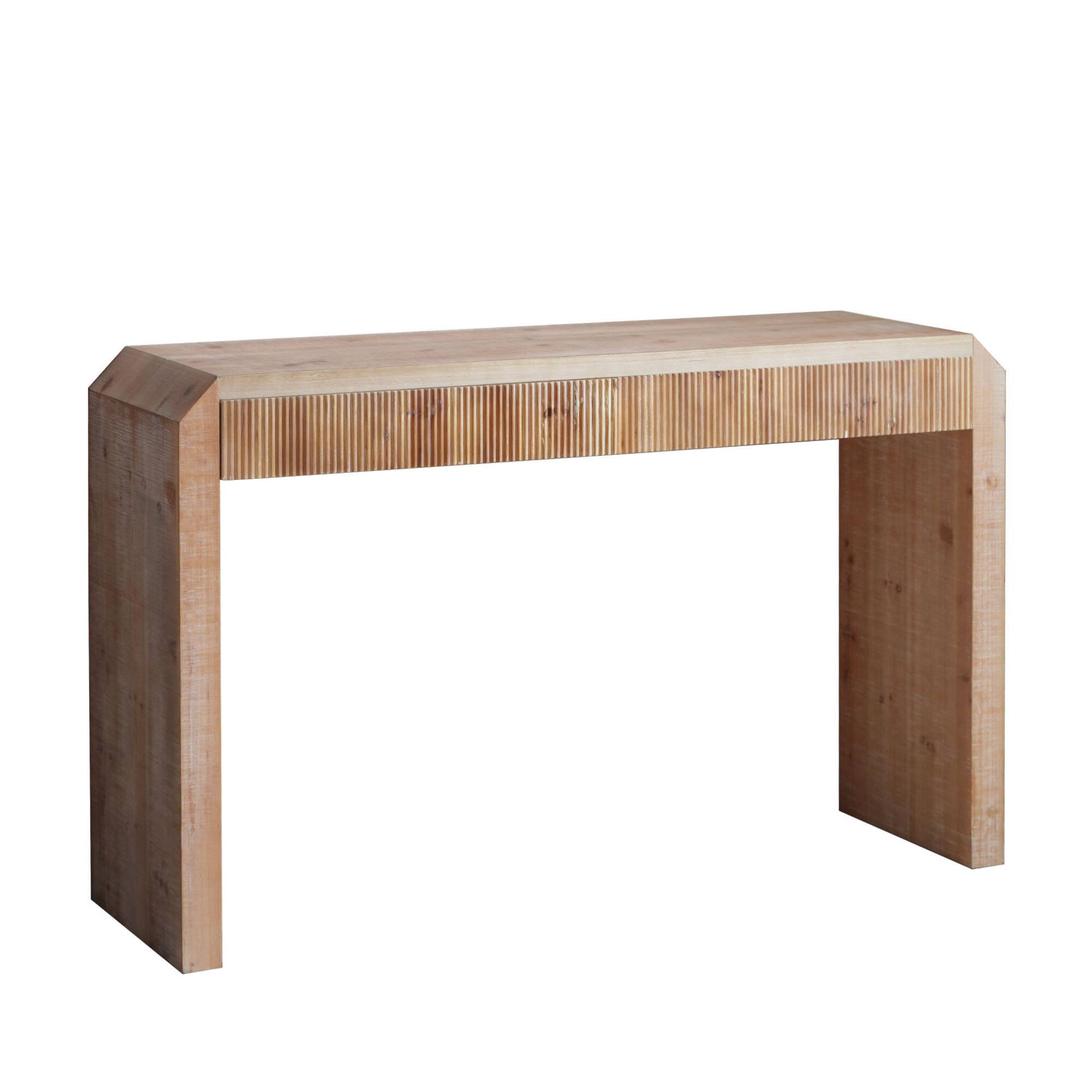 Alt View 1. GOODSILO - Rustic Wooden Console Table with Drawer - Minimalist Design and Natural Finish Furniture - Natural Wood.