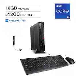 Lenovo - ThinkStation Mini Desktop (i7-14700, 16GB, 512GB SSD, T400, Win 11 Pro ) w/DKZ Hub - Black