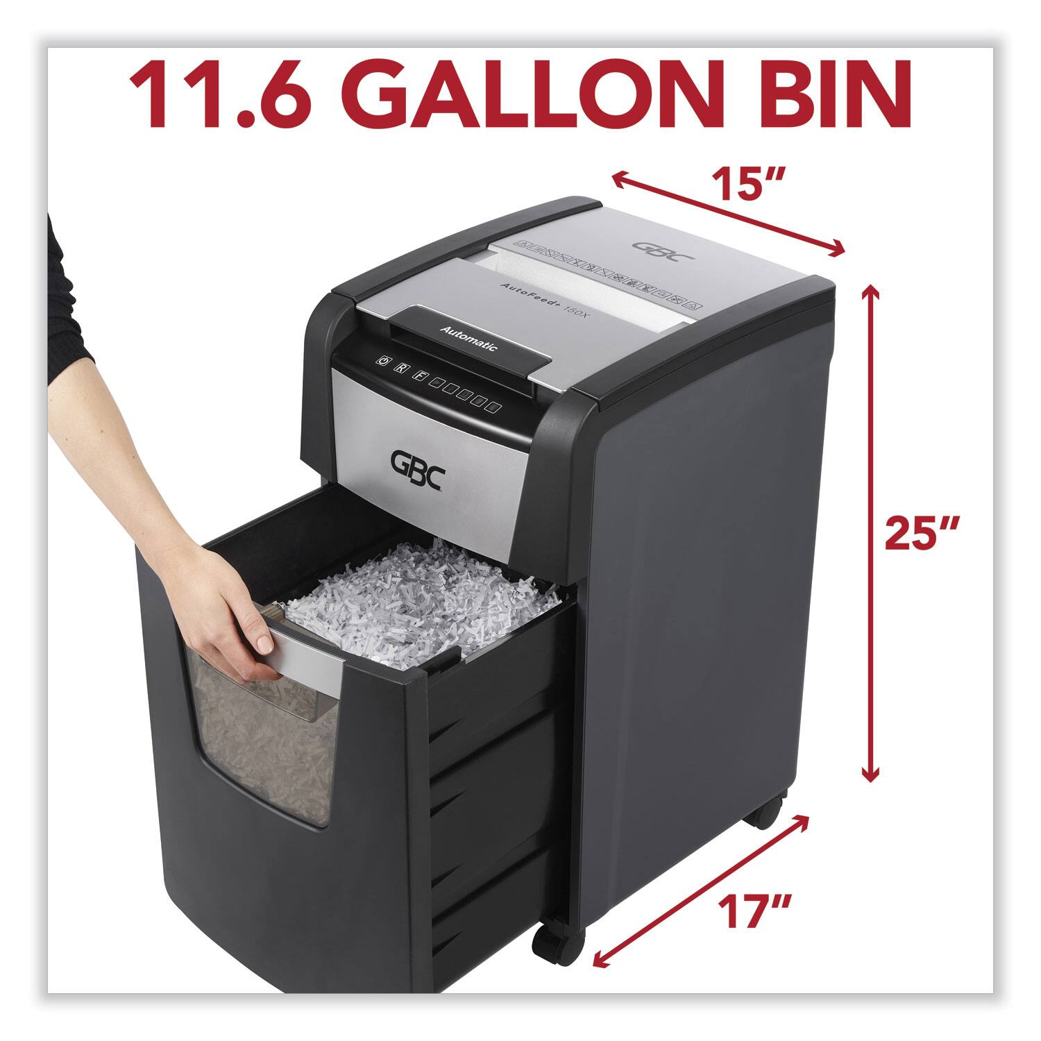 11.6 GALLON BIN  
15"  
25"  
17"  
Automatic  
GBC