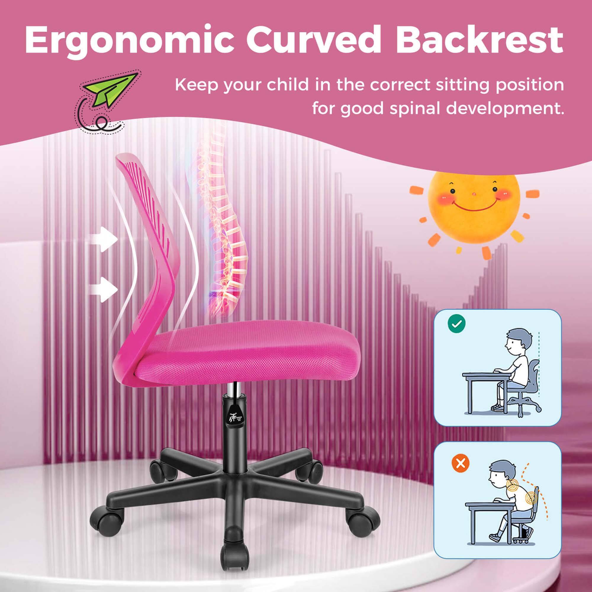 Ergonomic Curved Backrest: Keep your child in the correct sitting position for good spinal development.