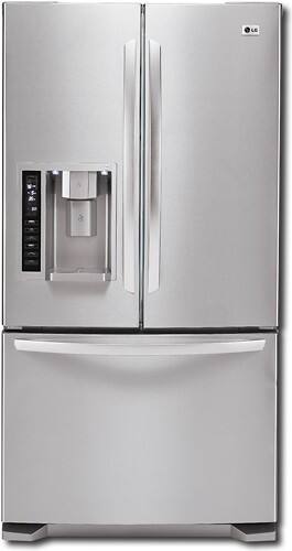 Front Standard. LG - 20.5 Cu. Ft. Counter-Depth Side-by-Side Refrigerator with Bottom-Mount Freezer - Stainless-Steel.