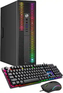HP - Refurbished Excellent - ProDesk 600G2 Desktop RGB Lights PC, Intel Core i5 6500 3.2 GHz, 8GB RAM, 256GB SSD, Keyboard & Mouse, Windows 11 Pro - Black