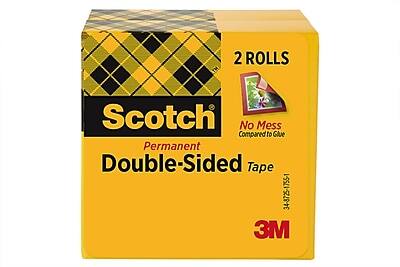 Scotch - Permanent Double Sided Tape Refill, 1/2" x 36 yds., 2/Pack - Clear