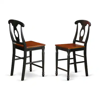 Front. East West Furniture - Kenley Counter Height Stools With Wood Seat In Black and Cherry Finish - Black & Cherry.