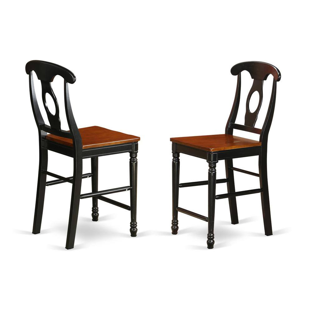 Front. East West Furniture - Kenley Counter Height Stools With Wood Seat In Black and Cherry Finish - Black & Cherry.