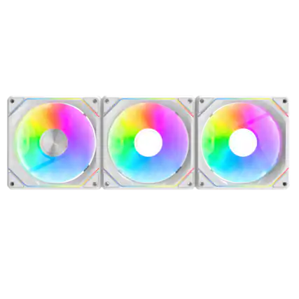 Front. darkFlash - Darkflash 120mm Magnetic ARGB PWM Case Reverse Fans, White 3-Pack - White.