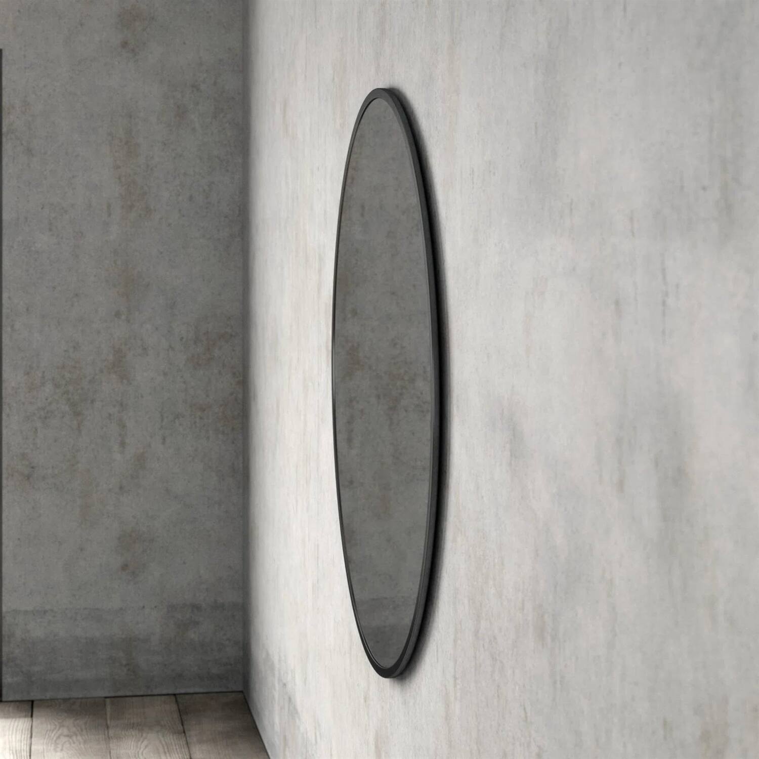Alt View 1. Hivvago - Round 36-inch Wall Mirror in Black - Living Room Bedroom Accent Bathroom Mirror - Black.