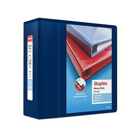 Staples - Heavy Duty 5" 3-Ring View Binder, D-Ring - Navy Blue