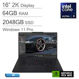 Lenovo - ThinkPad P1 Gen 7 16" 2K Mobile Workstation Laptop - Intel Core Ultra 9 - RTX 4070 - 64GB RAM - 2TB SSD - Windows 11 Pro - Black