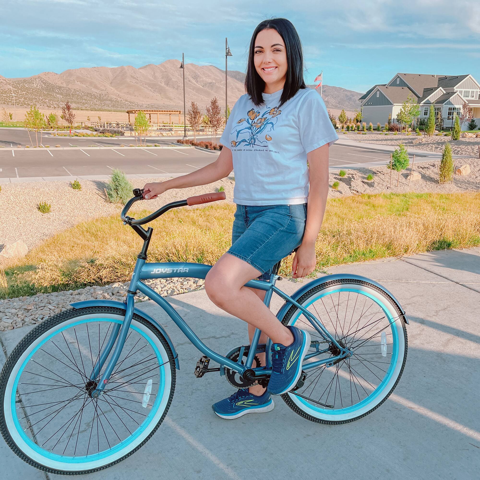 Angle. JOYSTAR - JOYSTAR Beachside 26" Beach Cruiser Bike for Girls Boys, Mens Womens, Kids Cruiser Bikes with Coaster Brake, Blue - Blue.