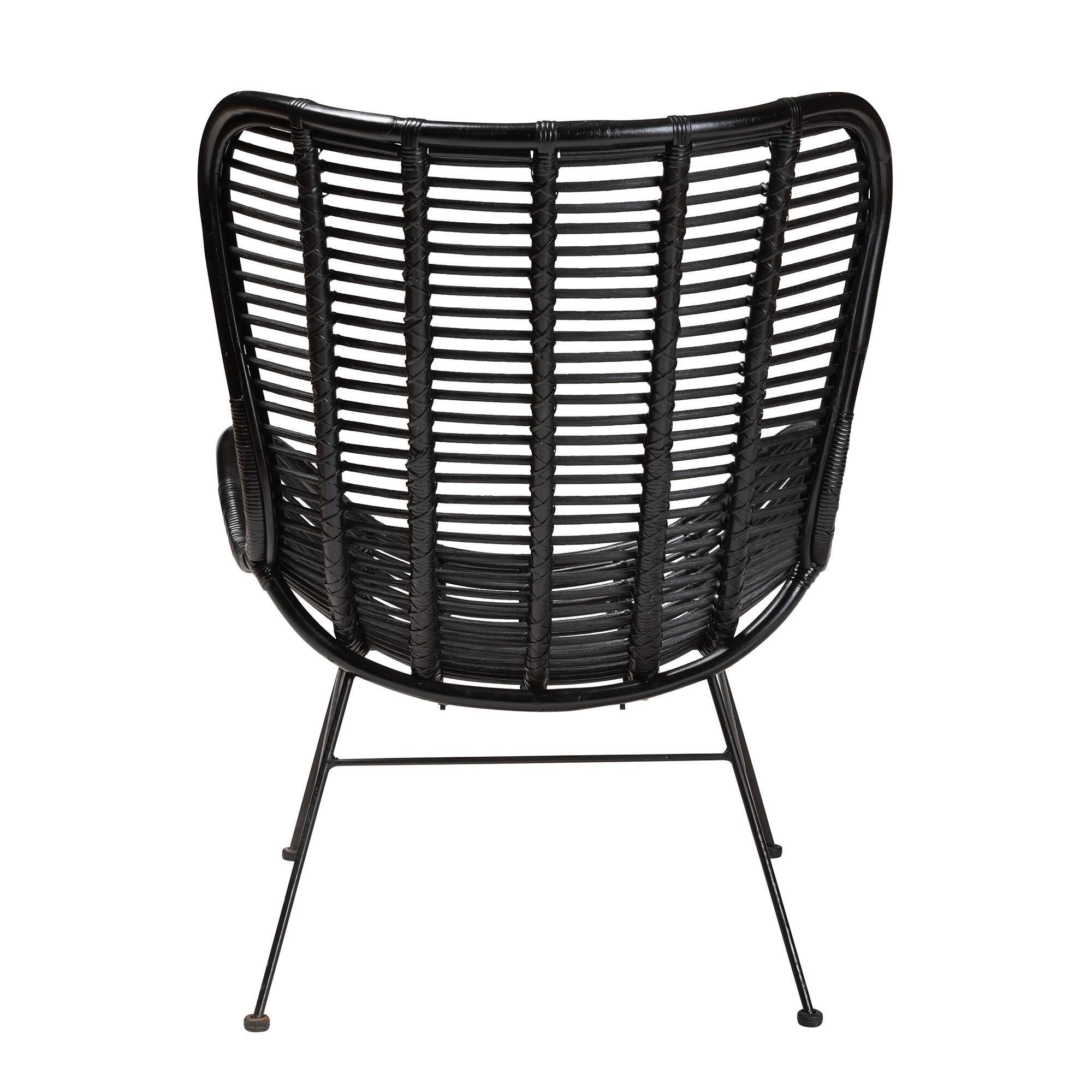 Back. bali & pari - Colorado Modern Bohemian Rattan and Metal Accent Chair - Black.