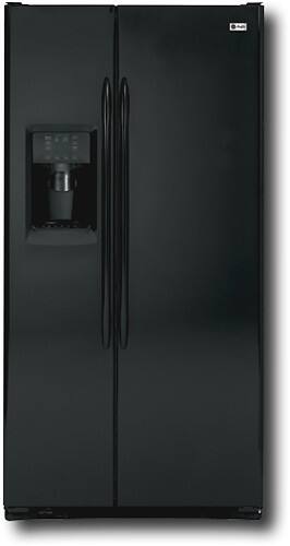 Front Standard. GE - Profile 24.6 Cu. Ft. Counter-Depth Side-by-Side Refrigerator - Black-on-Black.