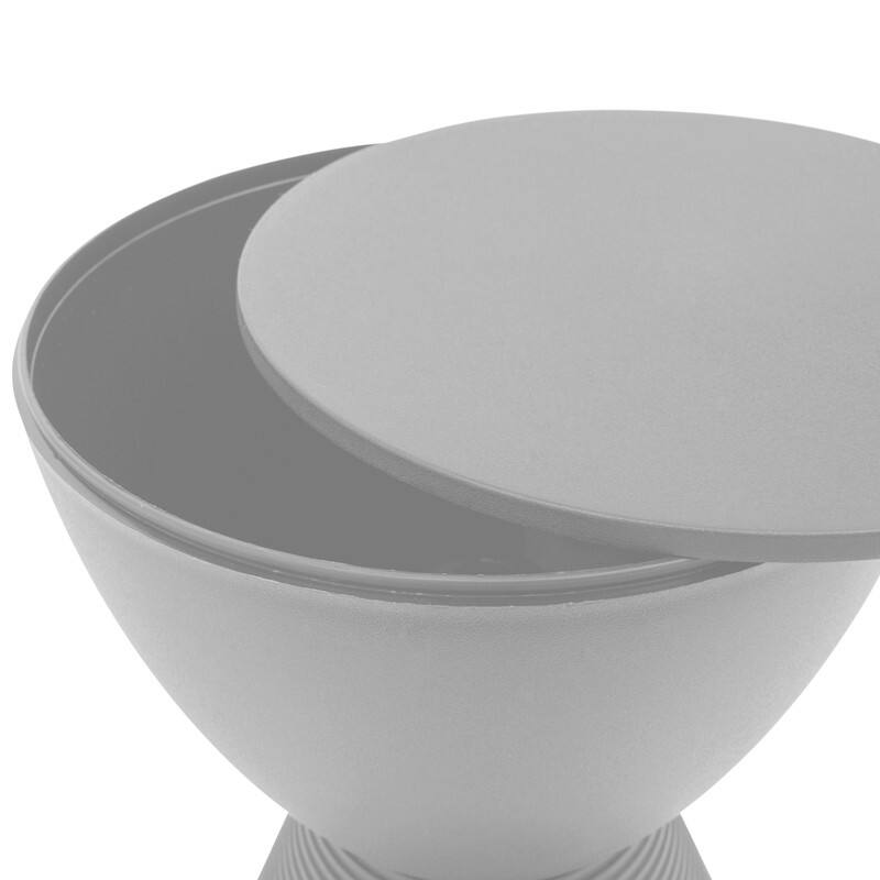 Alt View 4. LeisureMod - Boyd Modern Round Hourglass Accent Side Table, Drum Storage Table with Ribbed Base for Indoor/Outdoor - Light Grey.
