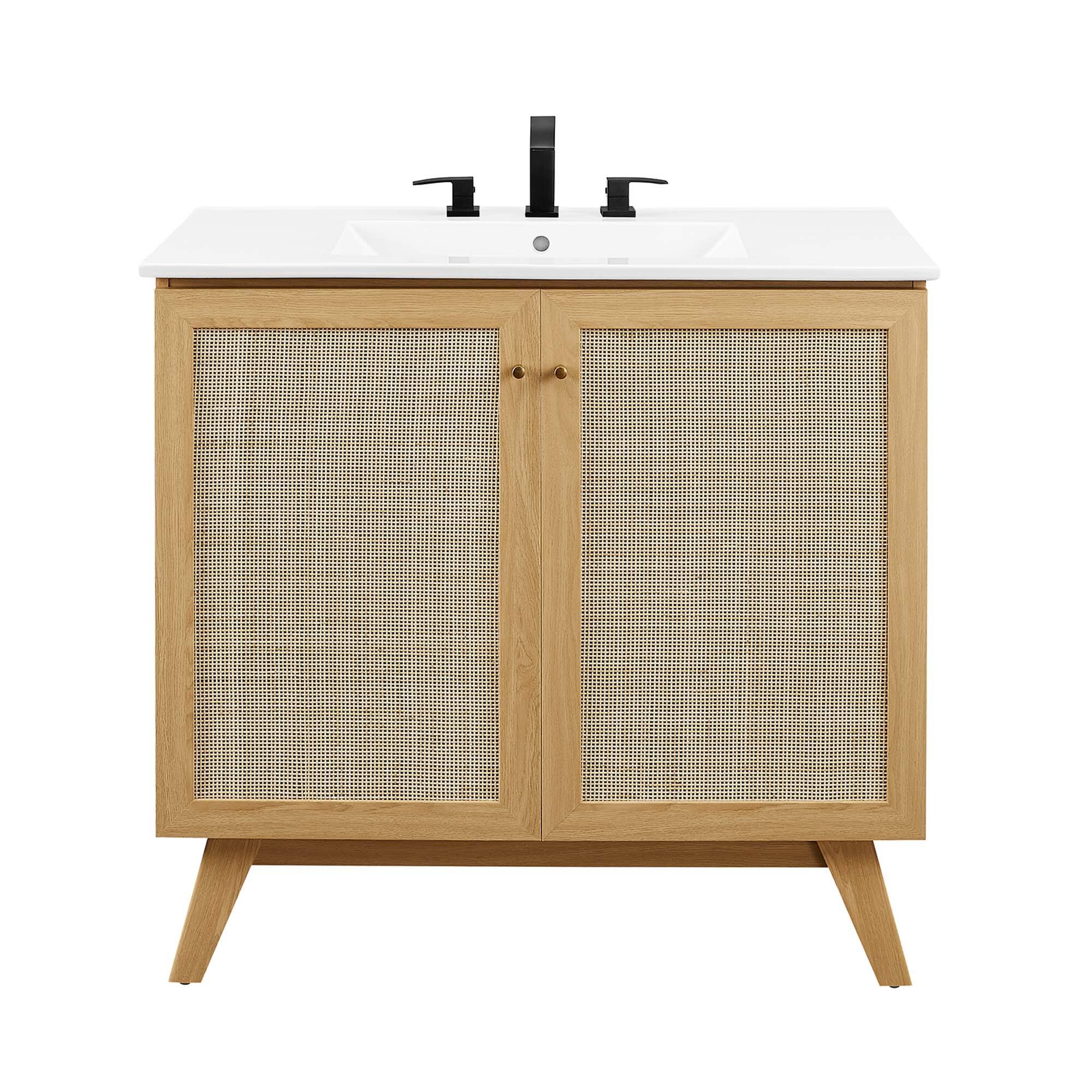 Alt View 7. Modway - Soma Bathroom Vanity with White Basin Included by Modway - Oak White.