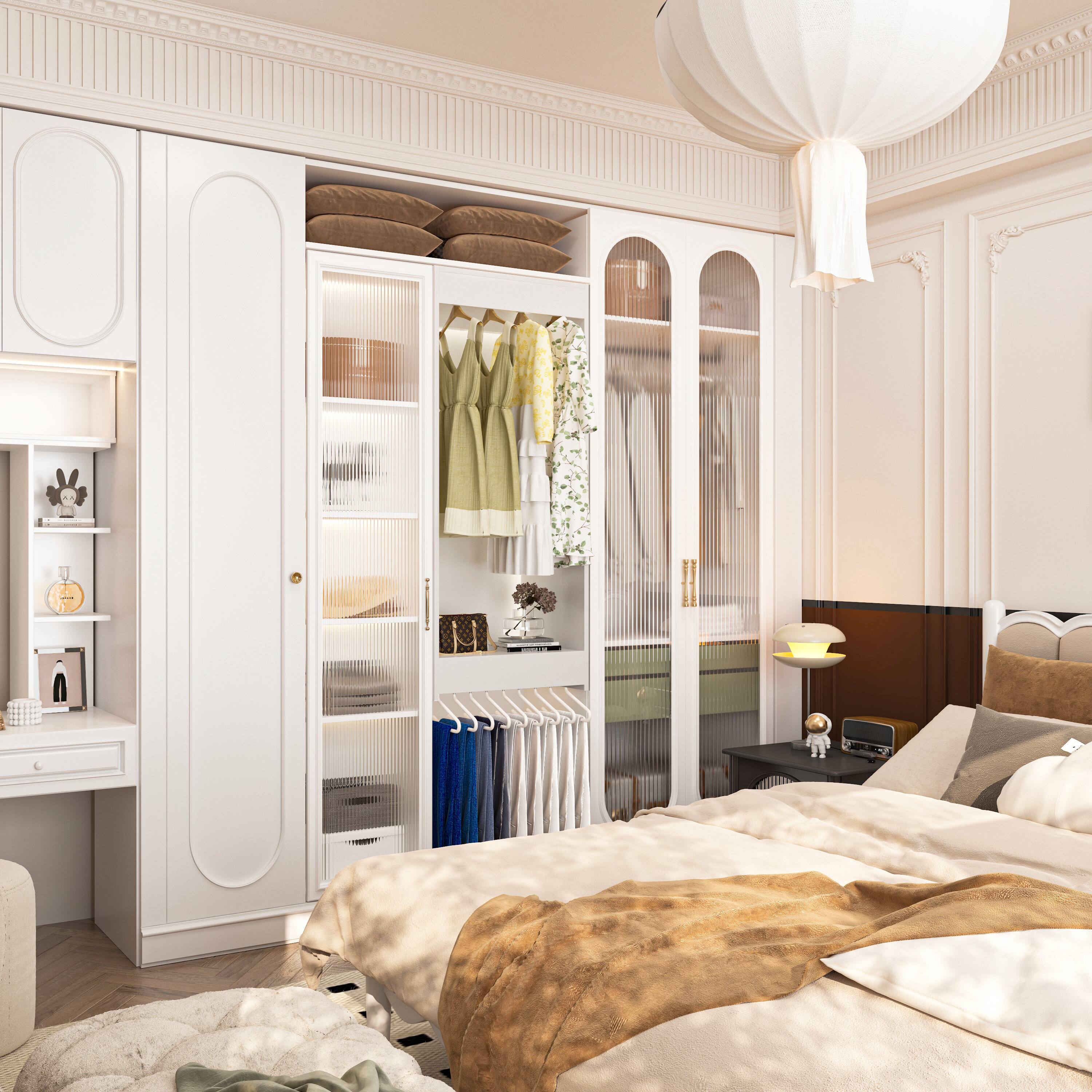 APRILSOUL - Double Hanging Closet Unit - Modular Closet System For Hanging - White