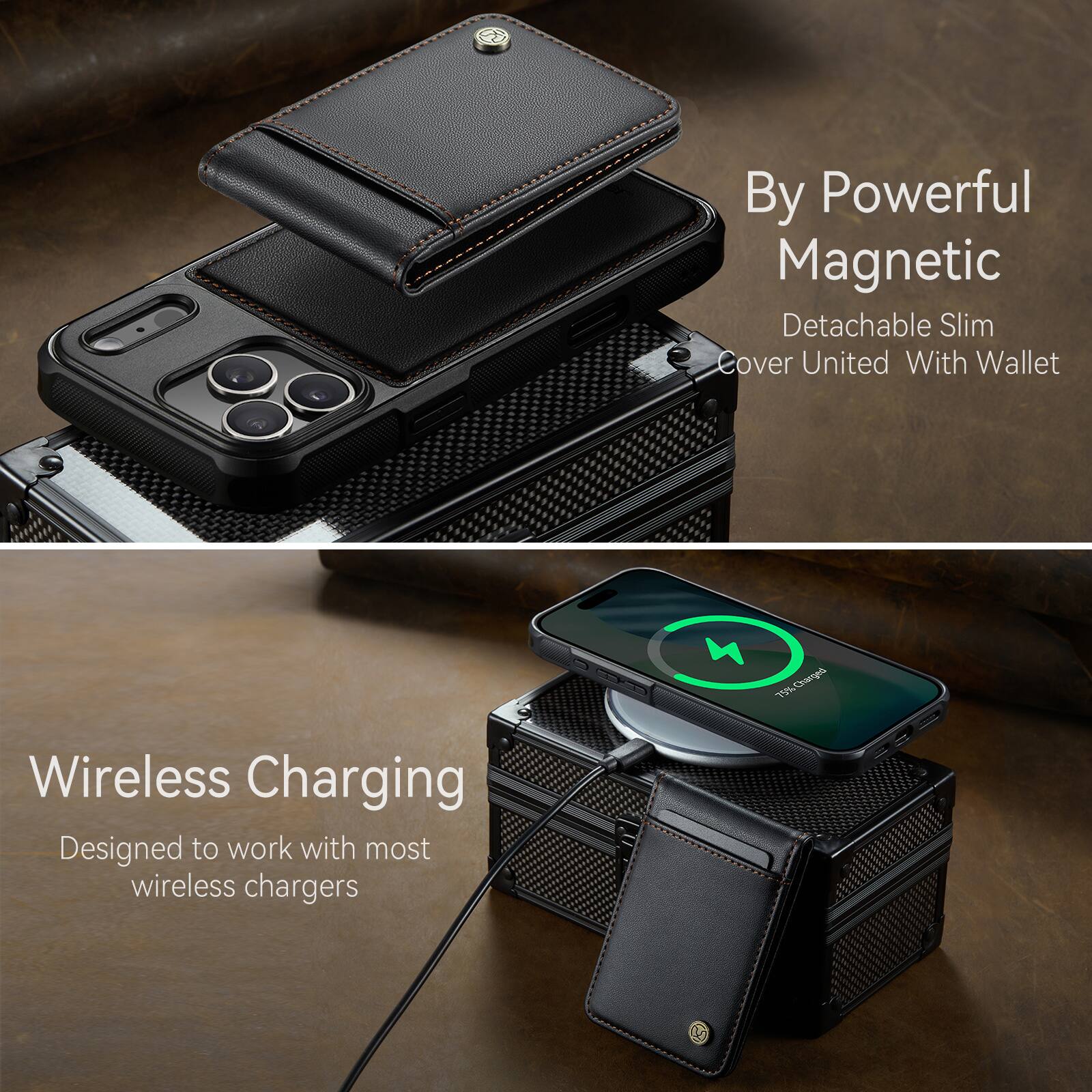 By Powerful Magnetic Detachable Slim Cover United With Wallet

Wireless Charging
Designed to work with most wireless chargers