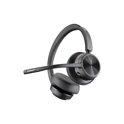 Front. HP - HP Poly Voyager 4320 UC Wireless Stereo Headset with USB-A Adapter, Zoom Certified.