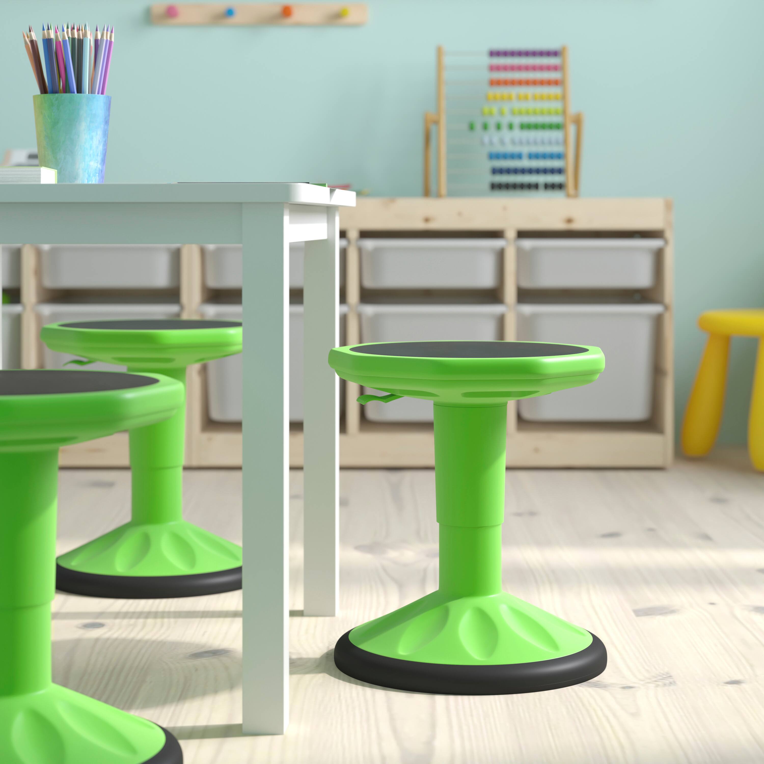 Alt View 4. Flash Furniture - Carter Adjustable Height Kids Flexible Active Stool for Classroom and Home with Non-Skid Bottom in Green, 14" - 18" Seat - Green.