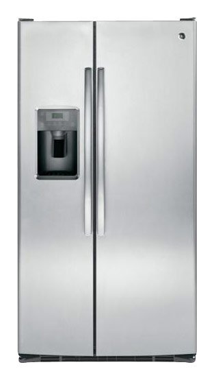 Front Zoom. GE - 25.4 Cu. Ft. Side-by-Side Refrigerator with Thru-the-Door Ice and Water - Stainless steel.