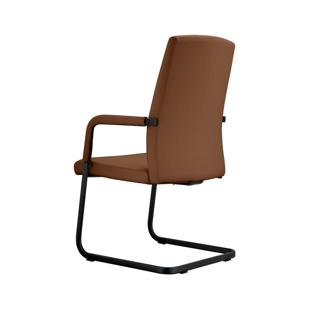 Alt View 5. LeisureMod - Evander Leather Office Chair with Aluminum Frame, Fixed Armrests, Sponge Cushion, Easy-Clean Design & Quick Assembly - Dark Brown.