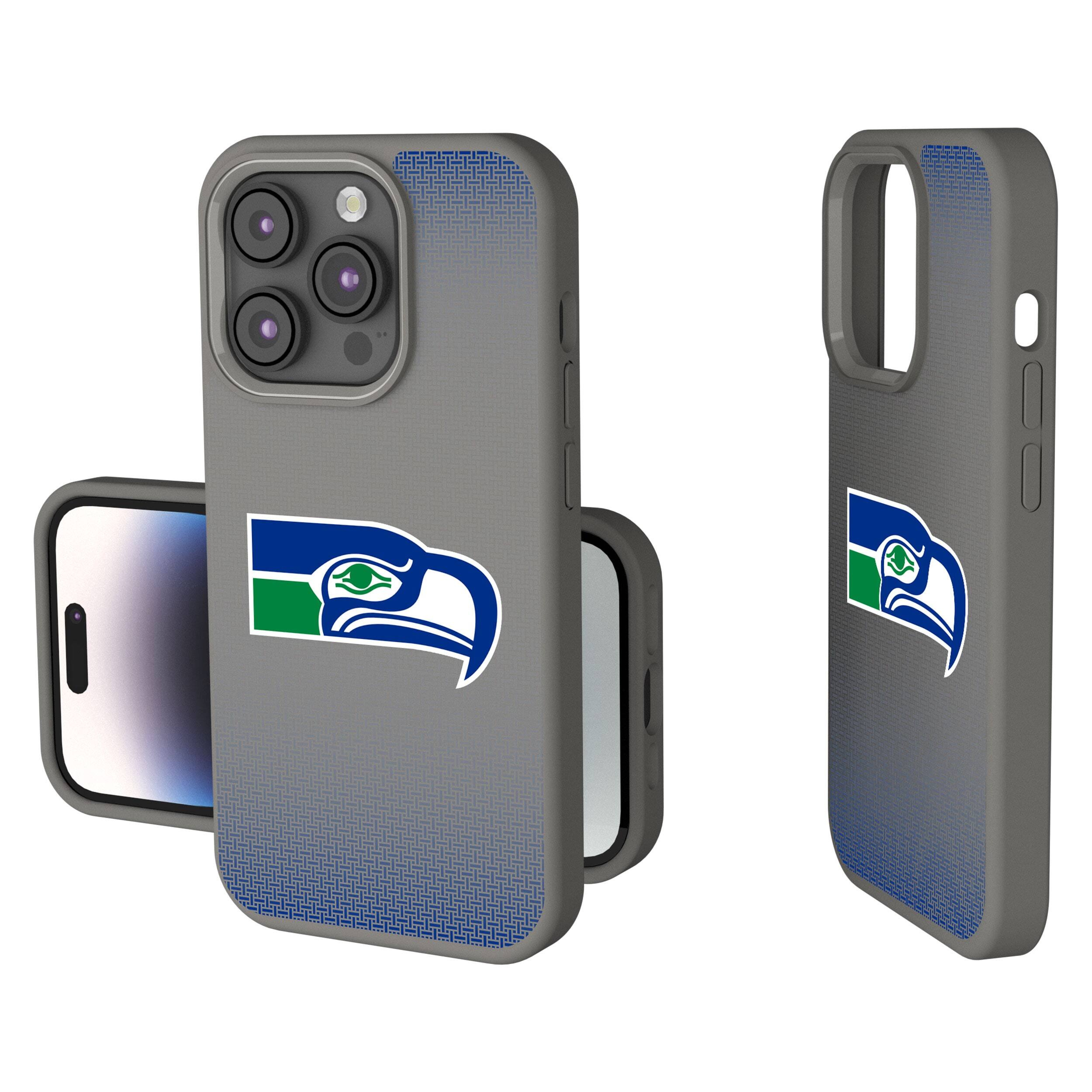 Front. Keyscaper - Seattle Seahawks Linen Logo iPhone Soft Touch Case - 15 - Gray.