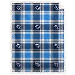 Pegasus - Tennessee Titans 60" x 90" Plaid Logo Box Royal Plush Sherpa Blanket - Multicolor