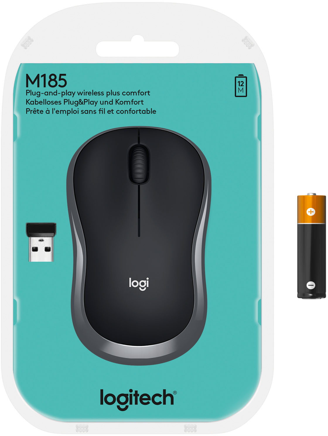 Buy: Logitech M185 Wireless Optical Ambidextrous Mouse Swift Gray 910-002225